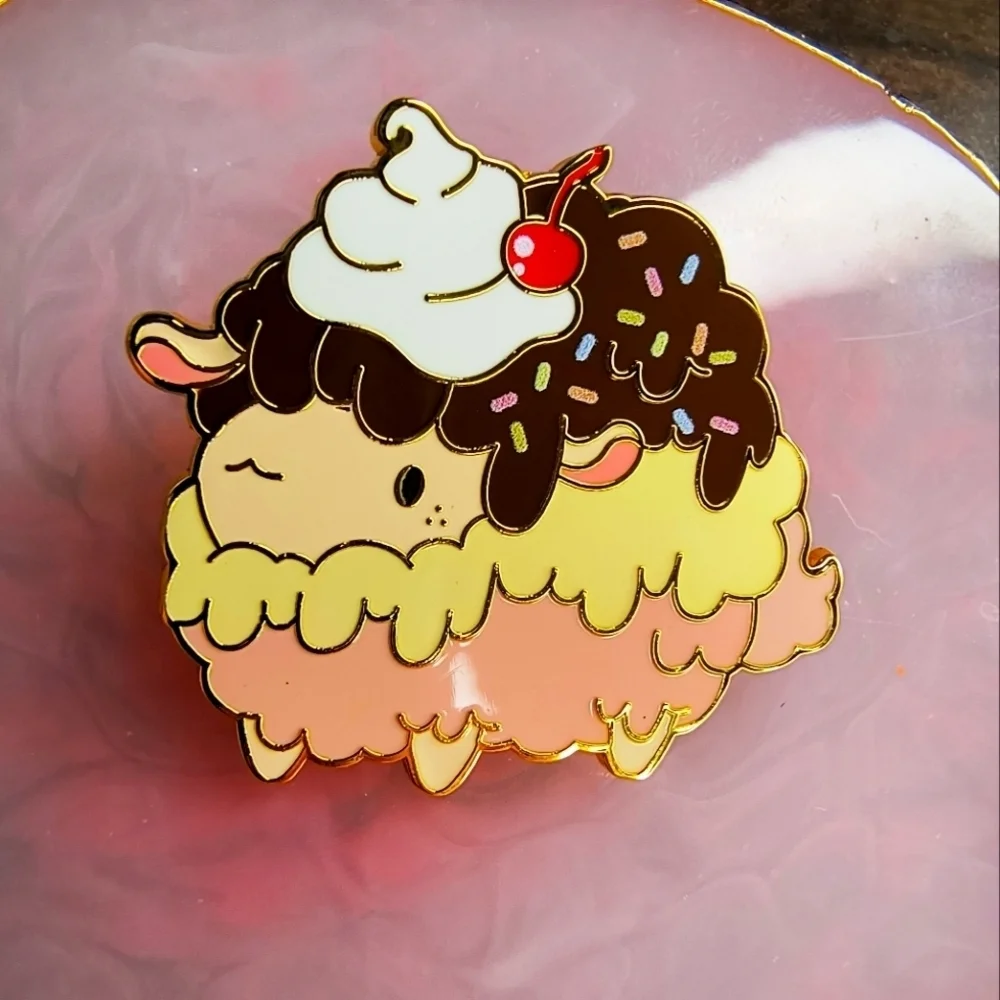 Cute Sheep Ice Cream Enamel Pin
